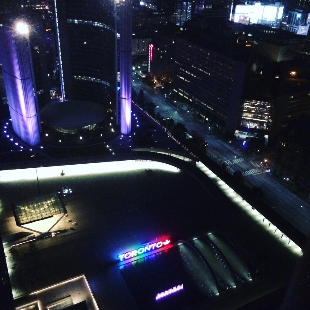  View over Nathan Phillips Square at night from the 42nd floor of the Sheraton Centre 